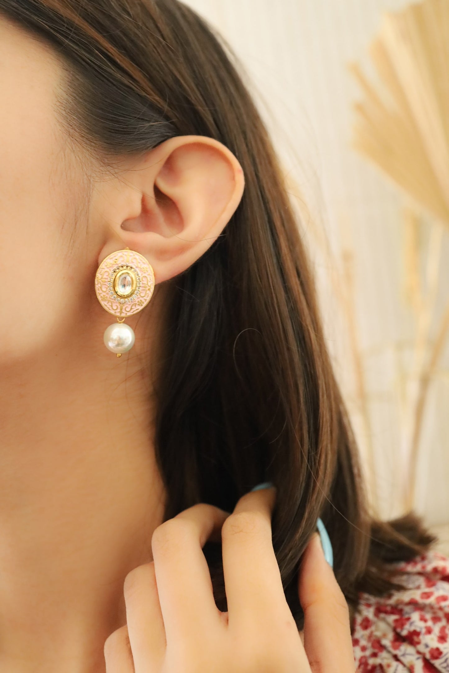 Meenakari Kundan Stud Earrings 