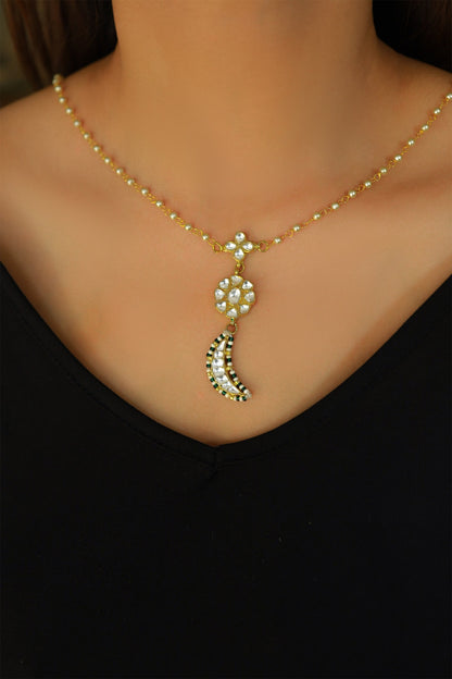 Crescent Moon Kundan Necklace 