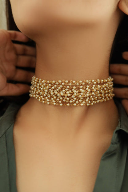 Gold Plated Layered Choker Necklace 