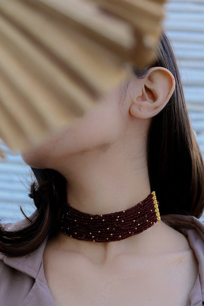 Gold Plated Red Hydro Stone Choker 