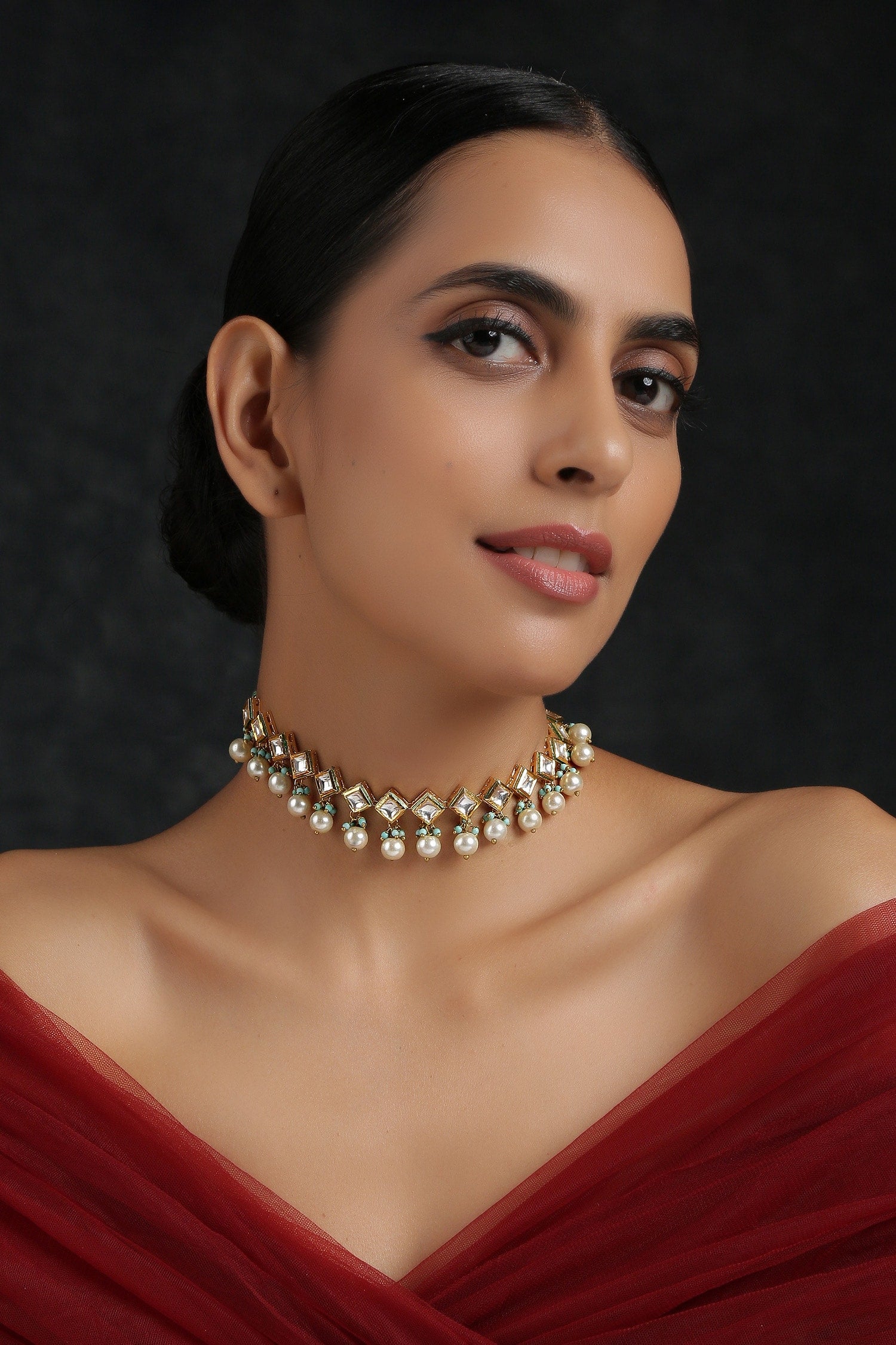 Kundan Choker with Bead Drops 