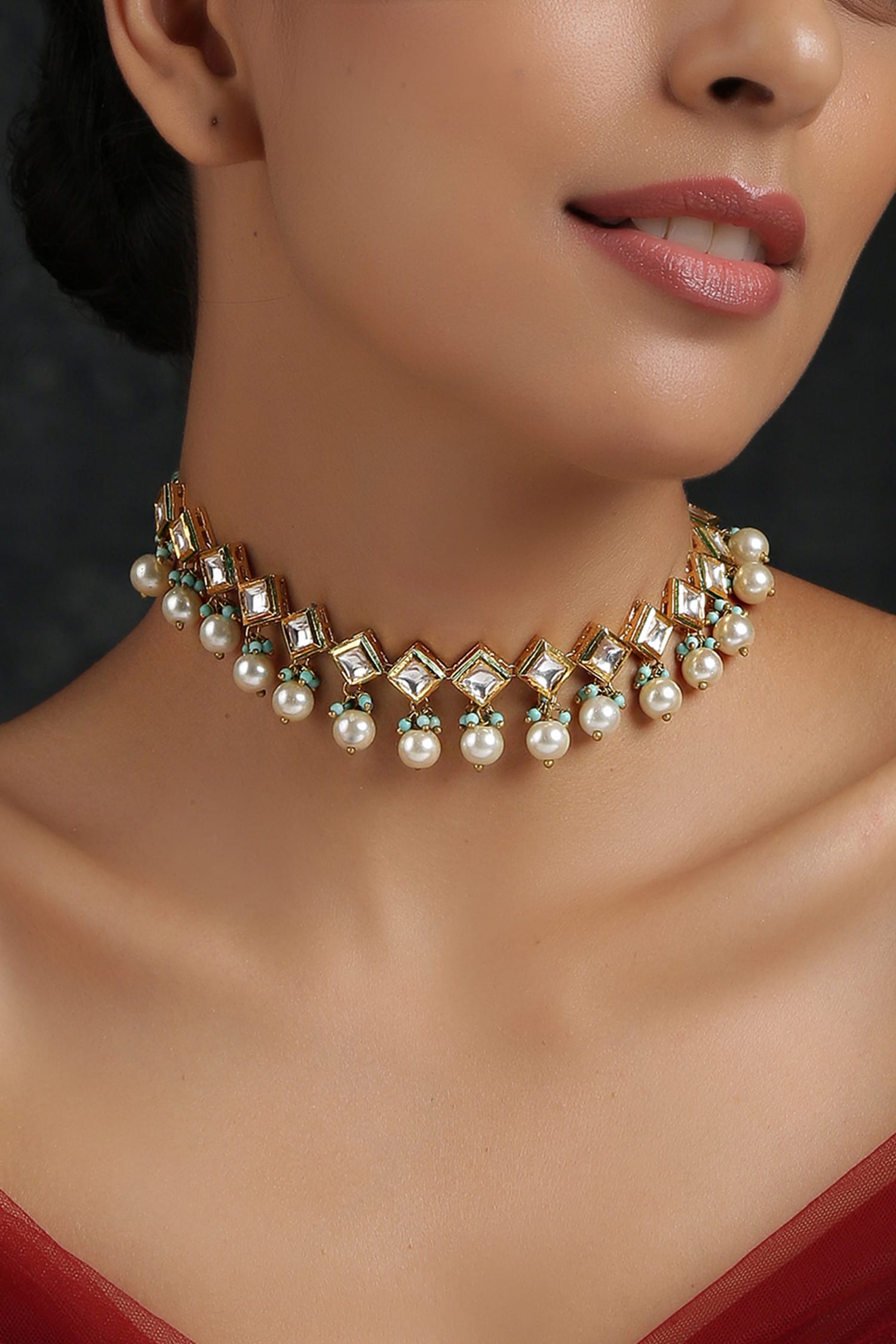 Kundan Choker with Bead Drops 