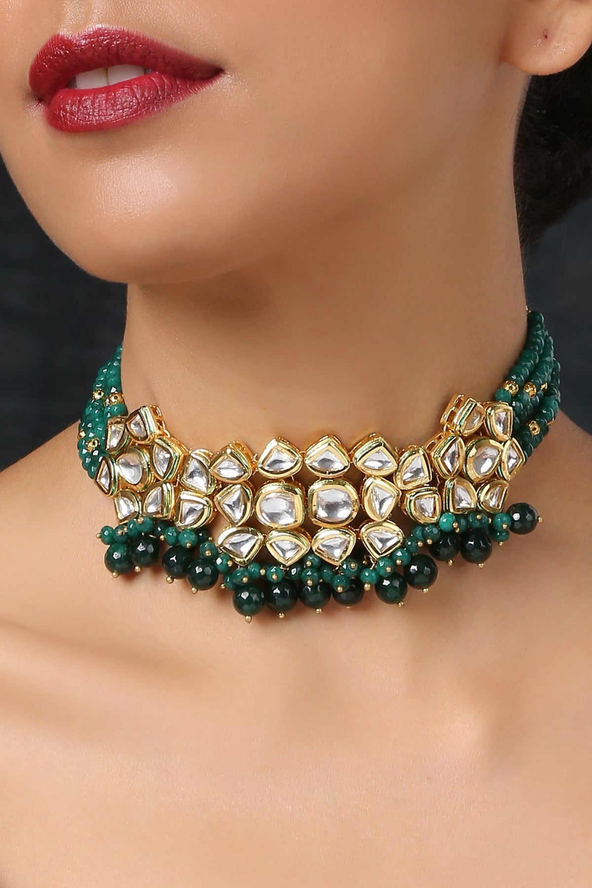 Kundan Choker with Bead Drops 
