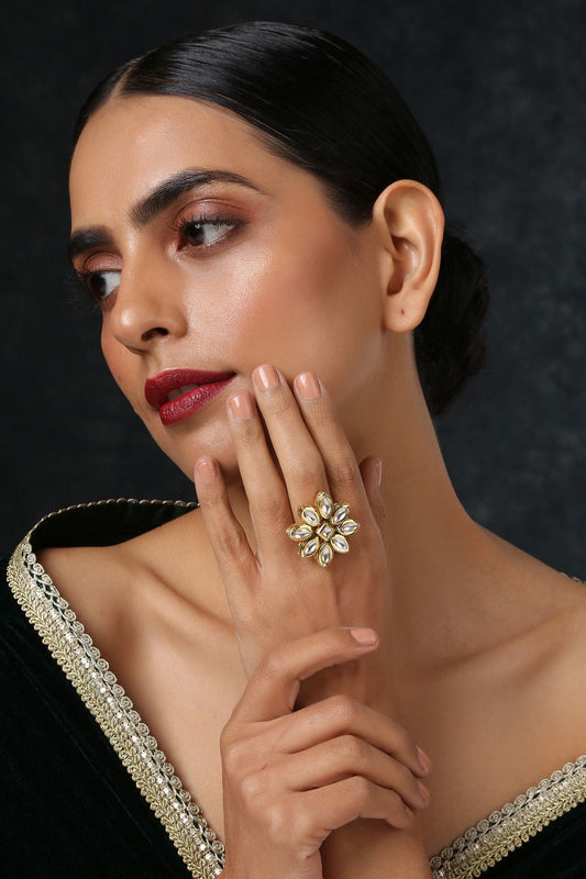 Floral Kundan Ring 