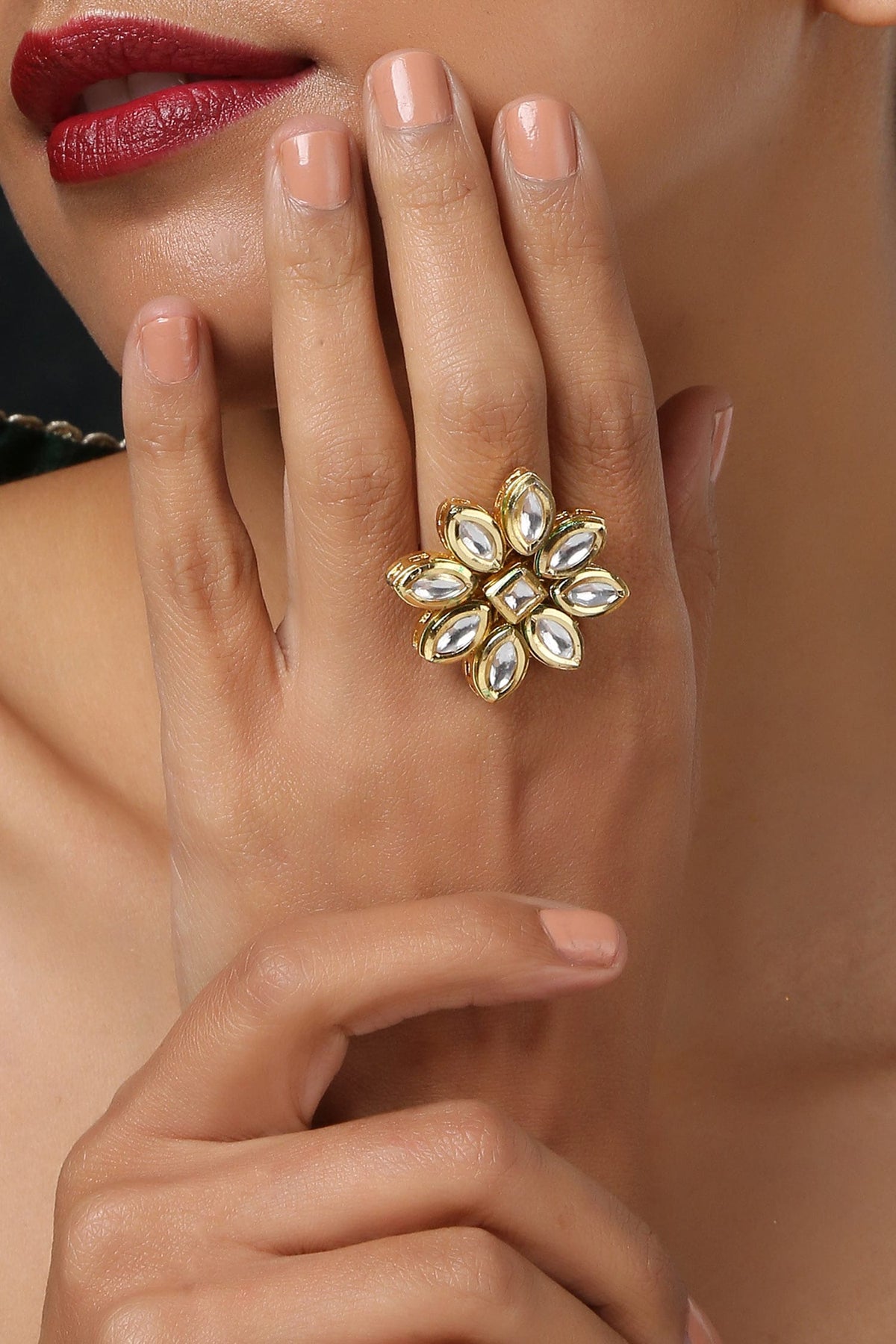 Floral Kundan Ring 