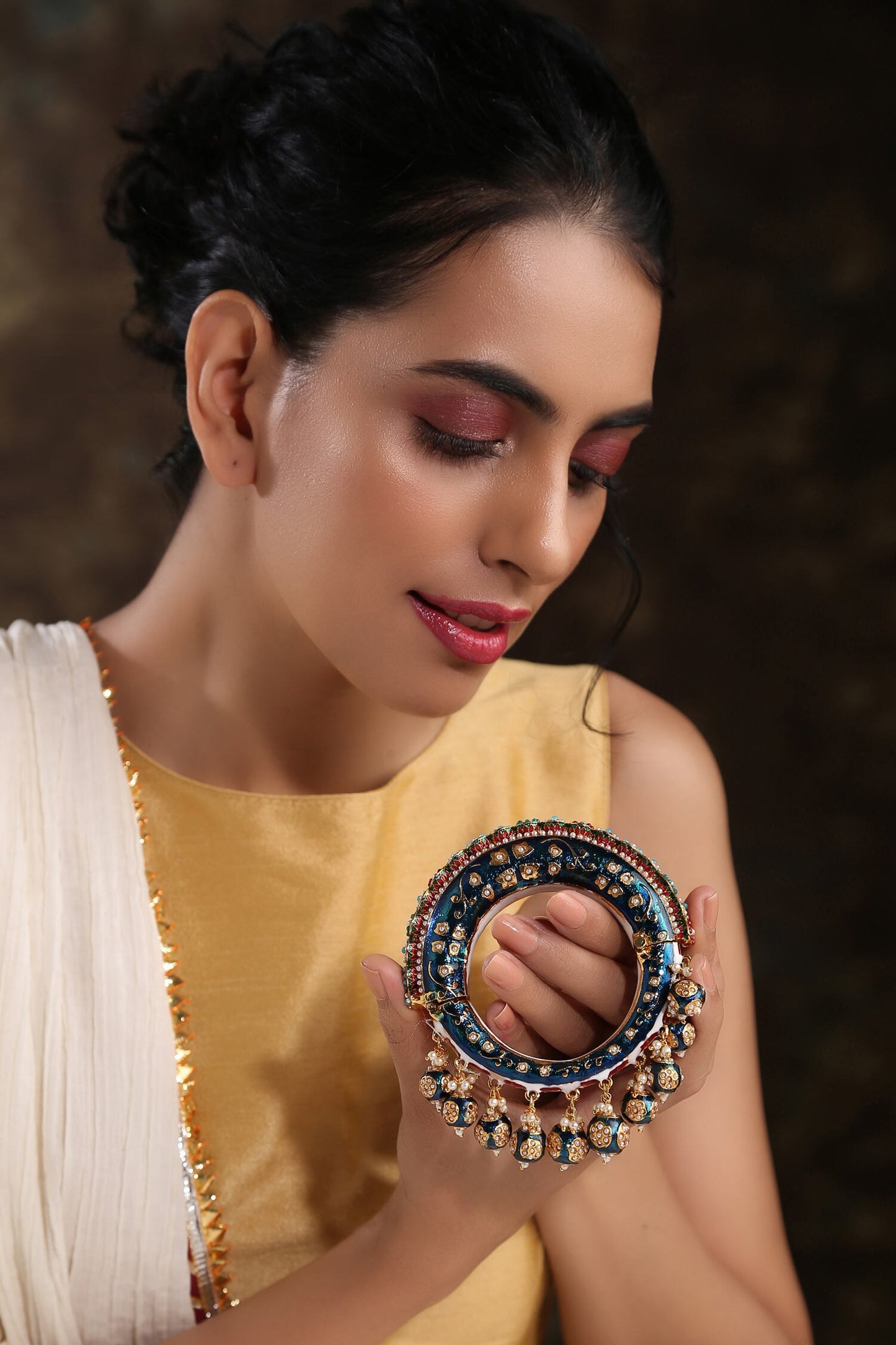 Hand Painted Meenakari Jadau Bangle 
