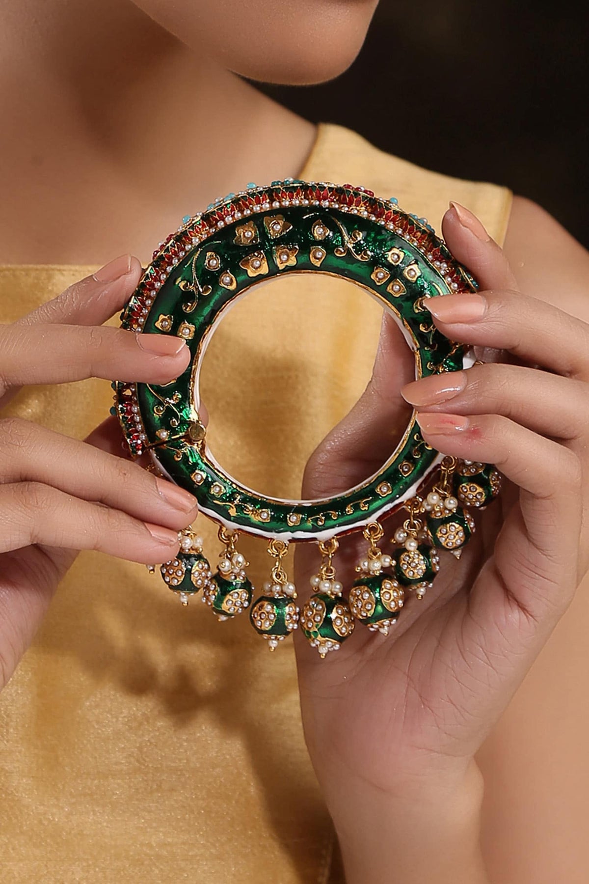Hand Painted Meenakari Jadau Bangle 