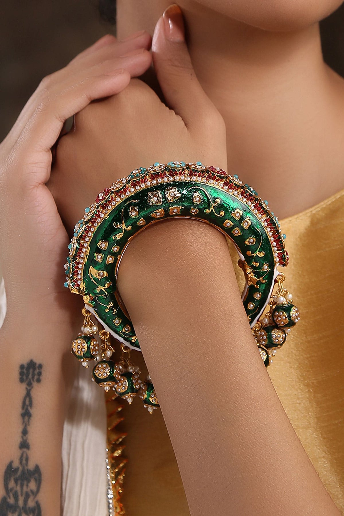 Hand Painted Meenakari Jadau Bangle 