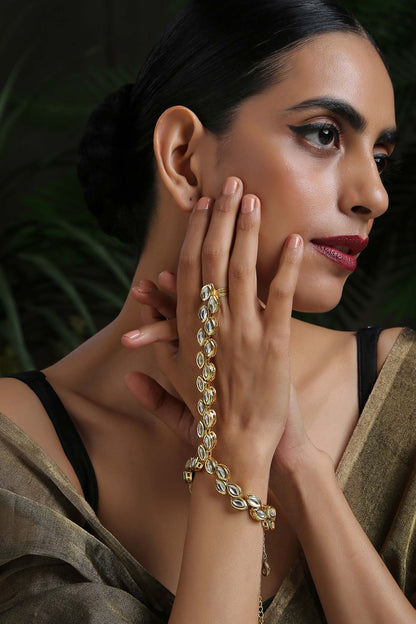 Kundan Gold Plated Hathphool 