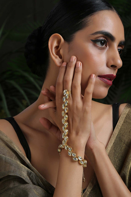 Kundan Gold Plated Hathphool 