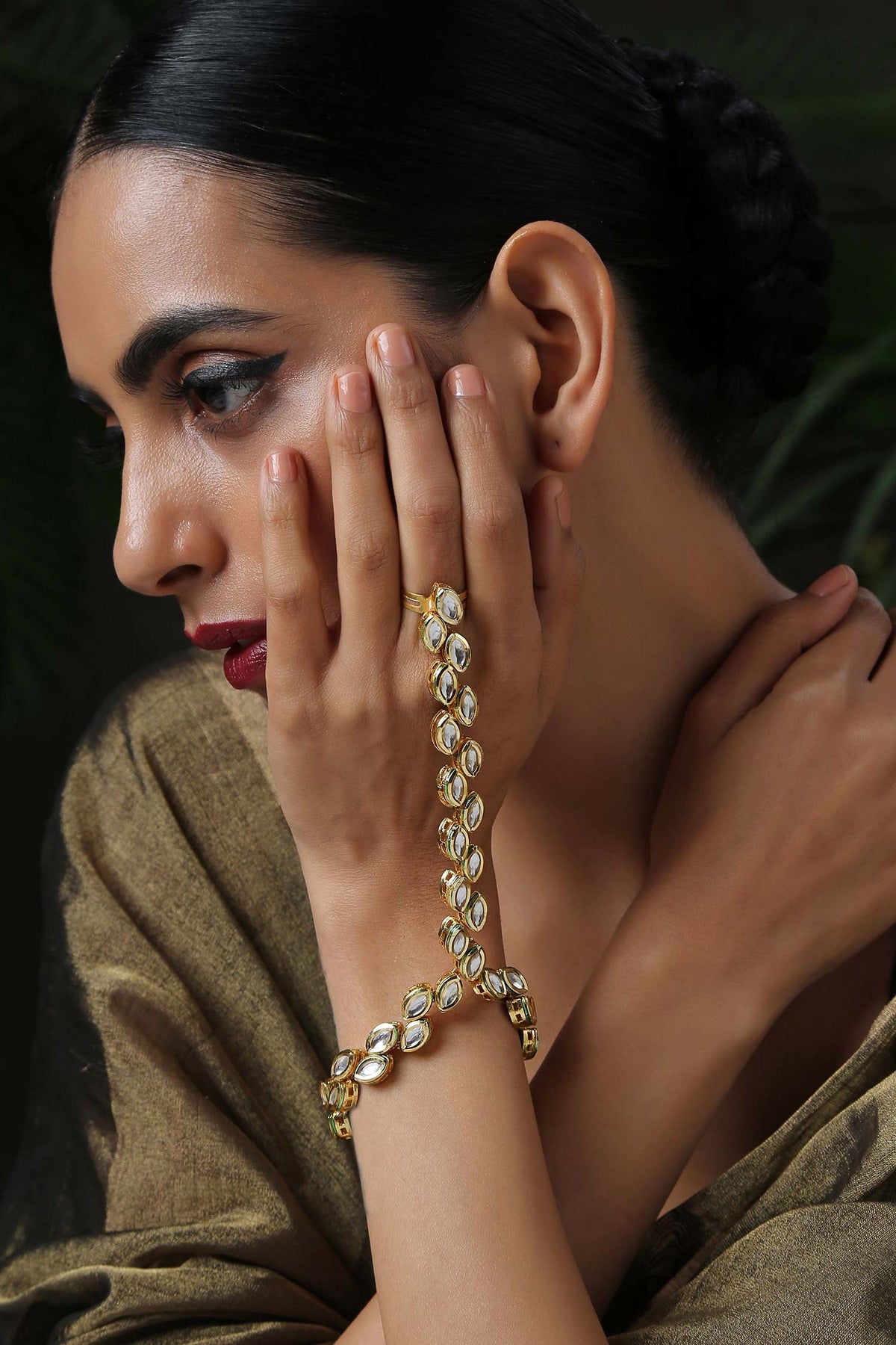 Kundan Gold Plated Hathphool 