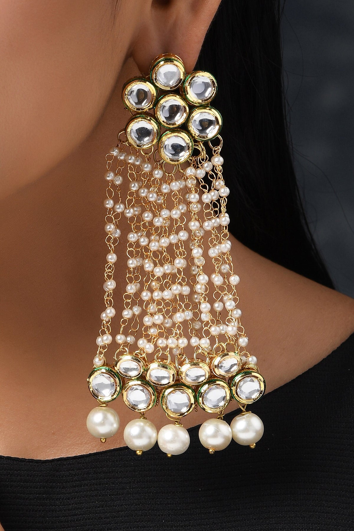 Kundan Long Earrings 