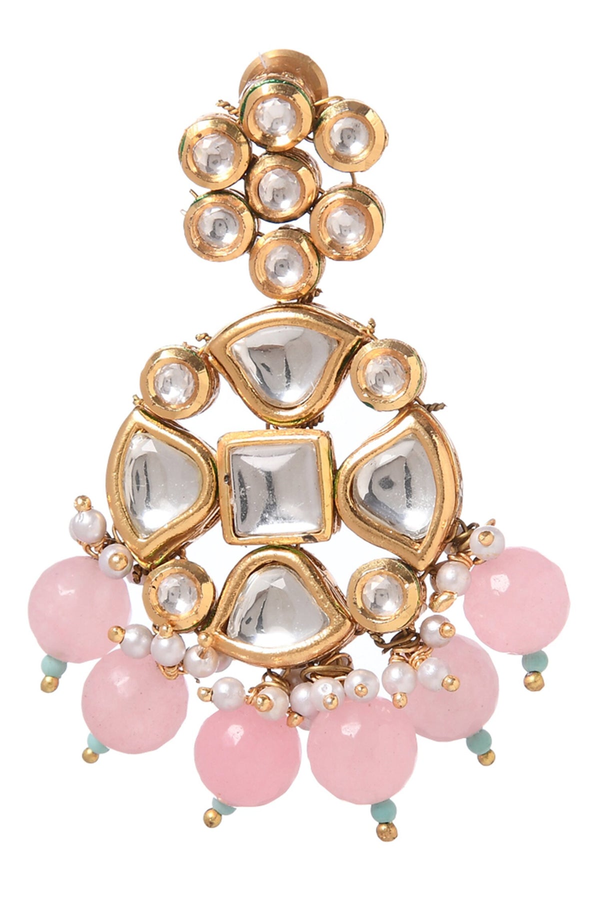 Kundan danglers with Maangtikka 