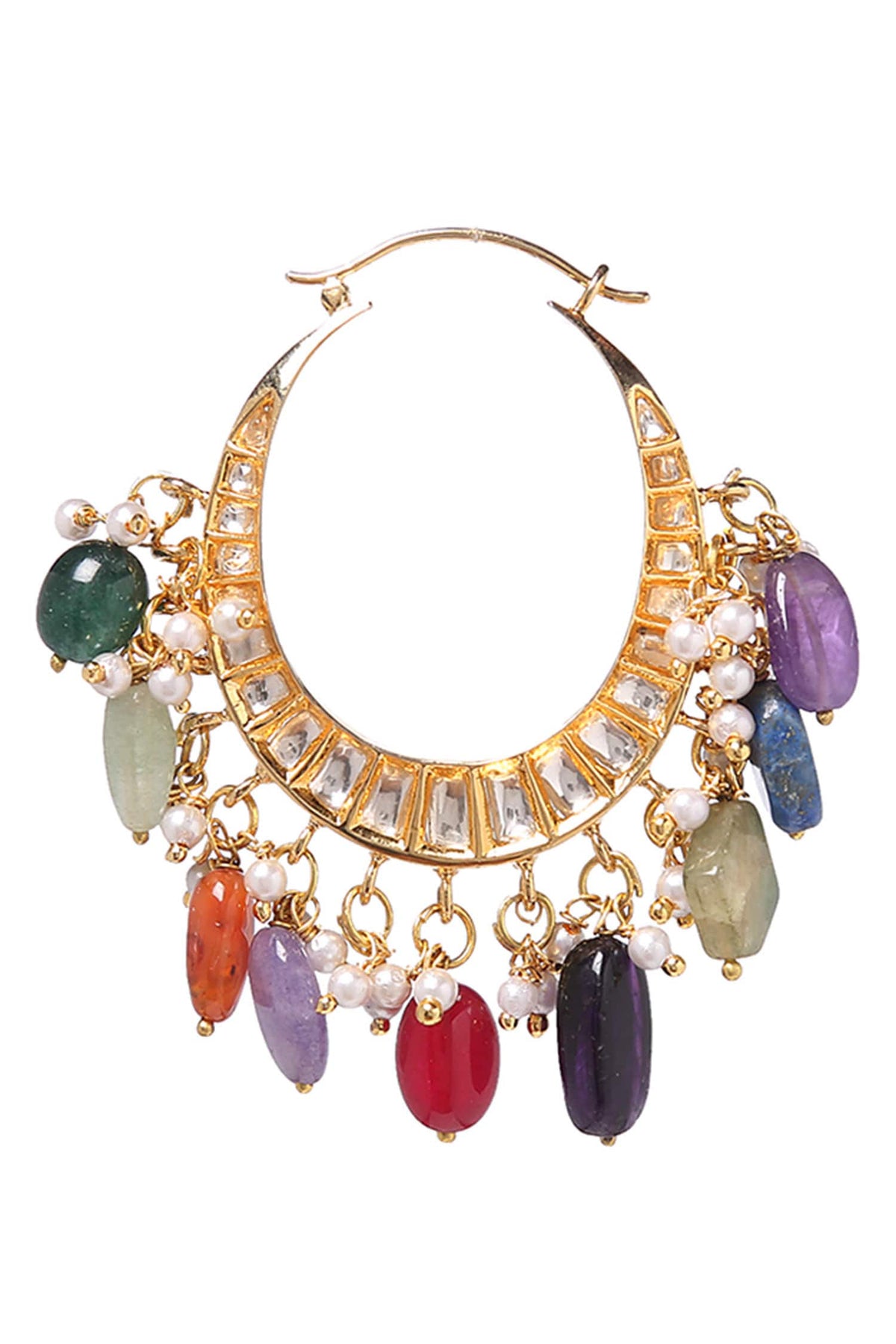 Handcrafted Kundan Polki Hoops 