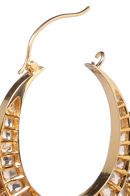 Handcrafted Kundan Polki Hoops 
