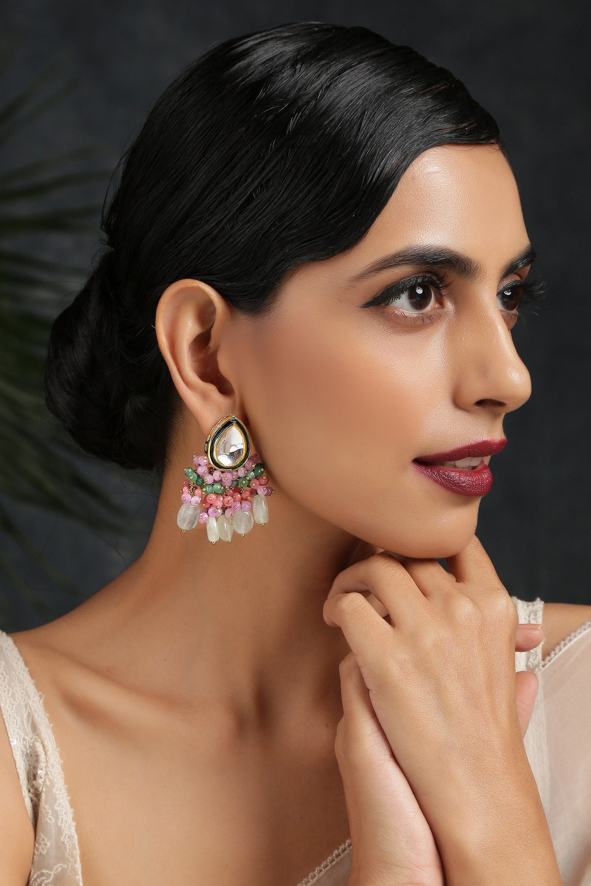 Kundan Teardrop Danglers 