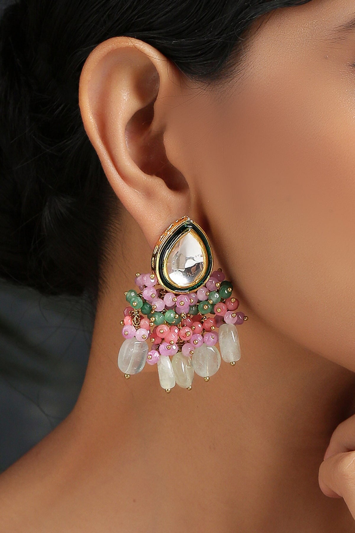 Kundan Teardrop Danglers 