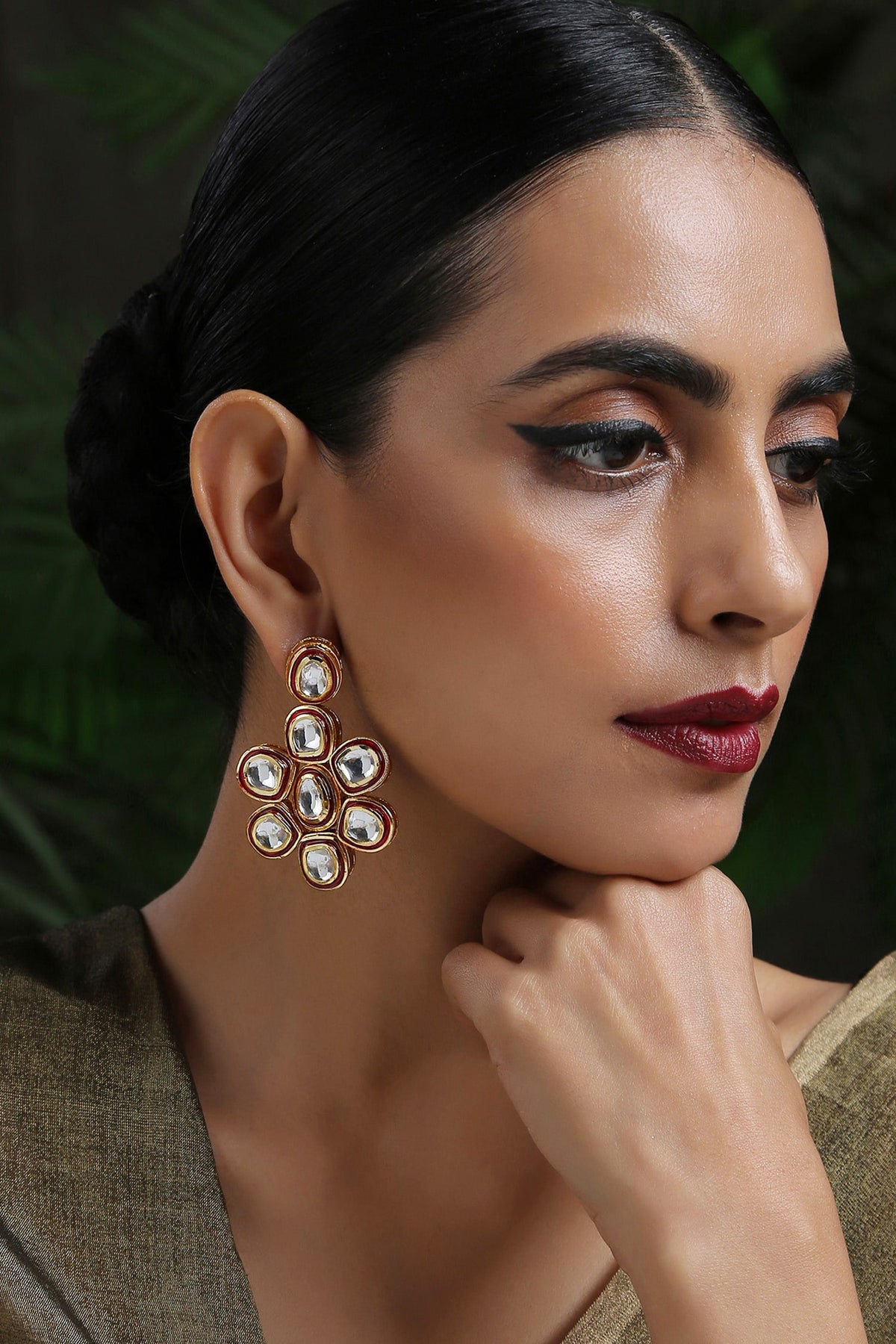 Kundan Floral Danglers 
