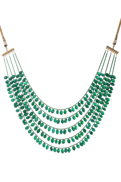 Handcrafted Layered Stone Drop Necklace 