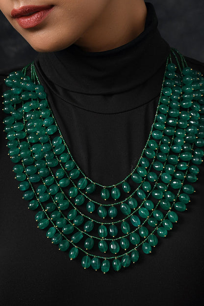 Handcrafted Layered Stone Drop Necklace 
