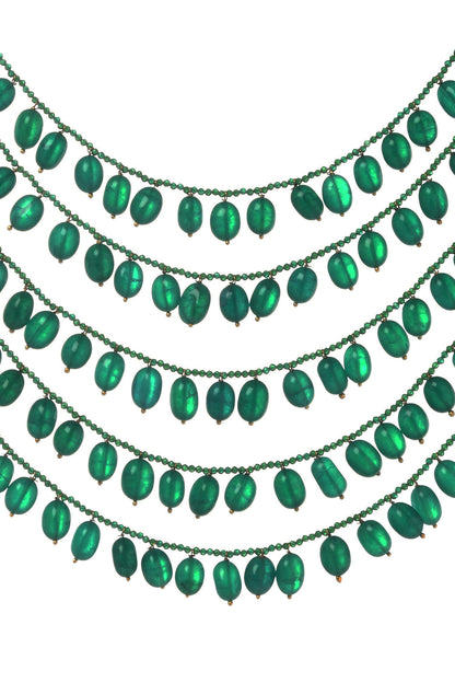 Handcrafted Layered Stone Drop Necklace 