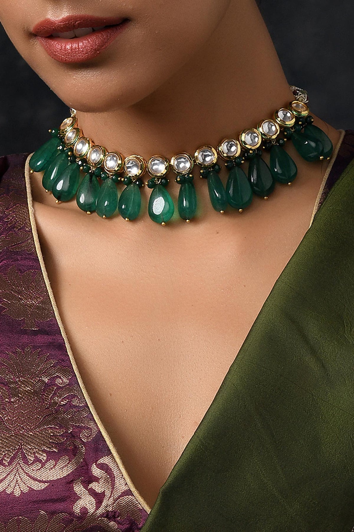Kundan Stone Drop Choker 