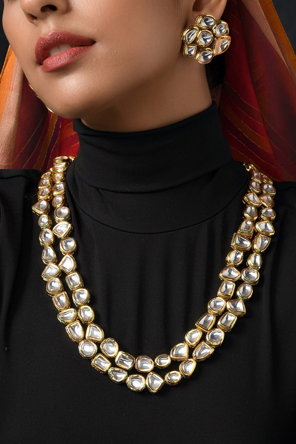 Kundan Layered Necklace Set 
