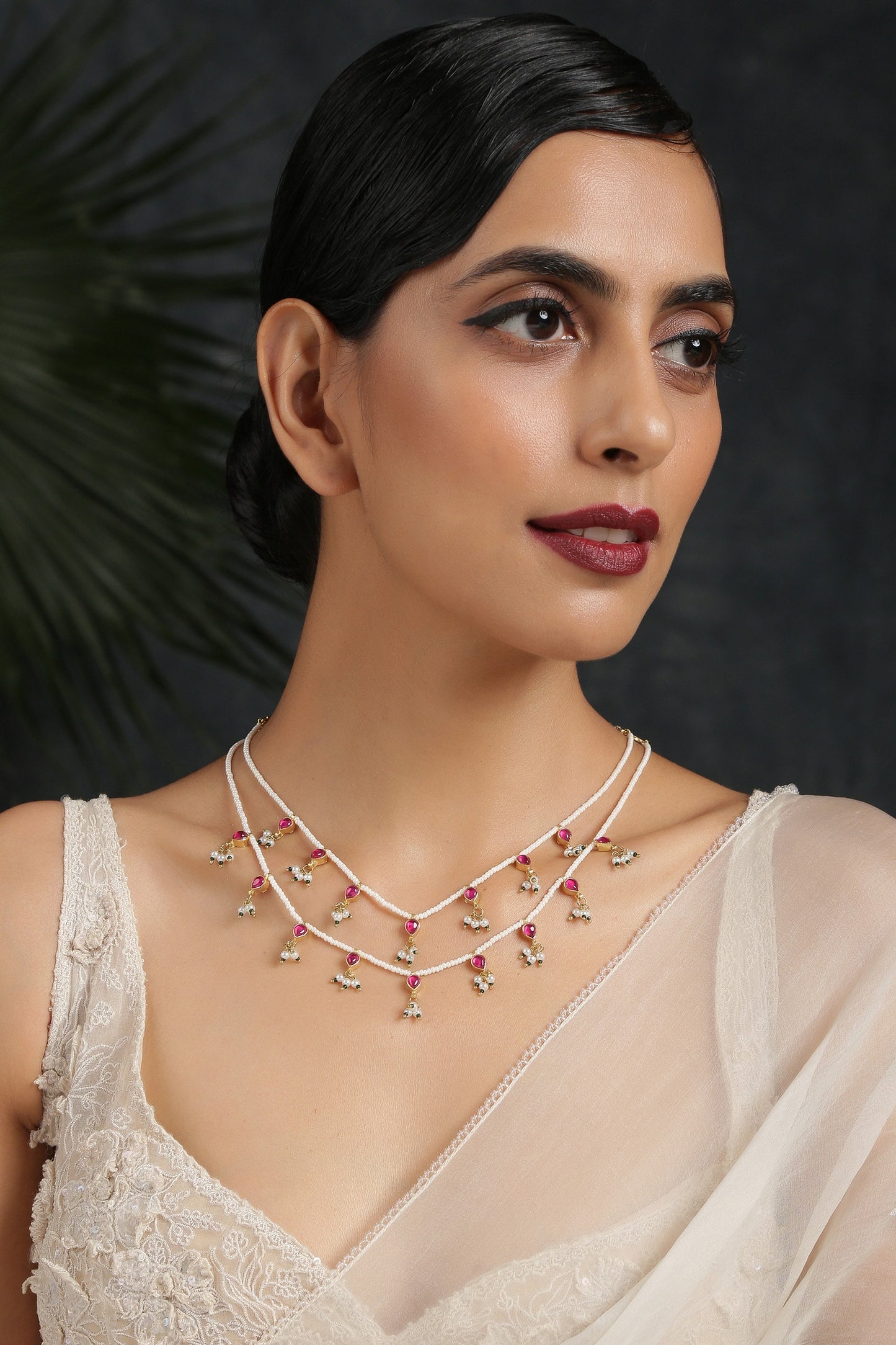 Kundan Bead Layered Necklace 