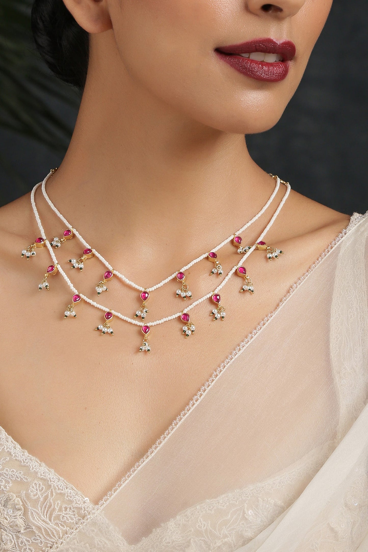 Kundan Bead Layered Necklace 