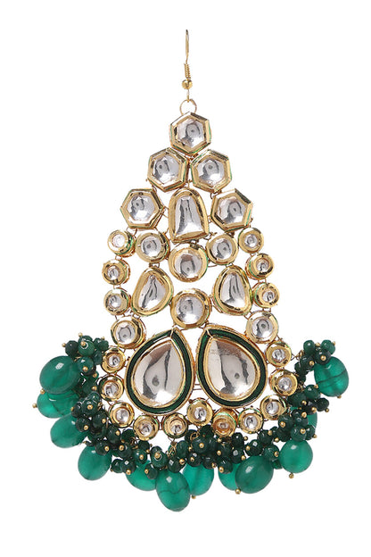 Gold Kundan Passa with Stone Drops 