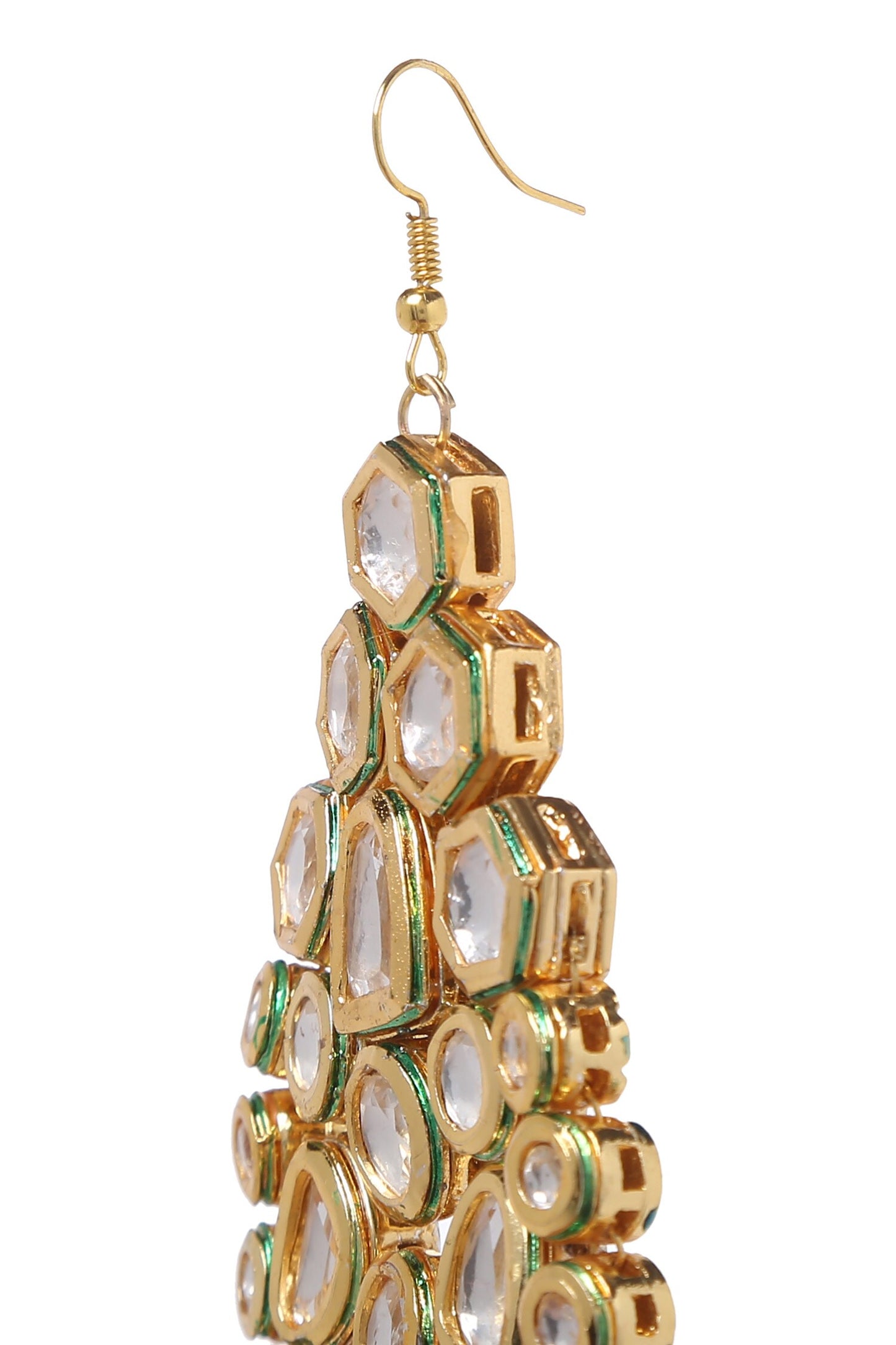 Gold Kundan Passa with Stone Drops 