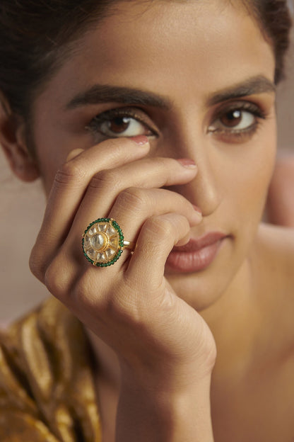 Gold Plated Kundan Ring 