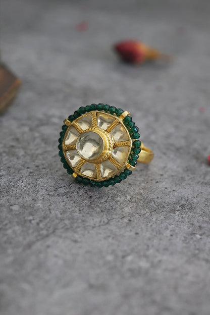 Gold Plated Kundan Ring 