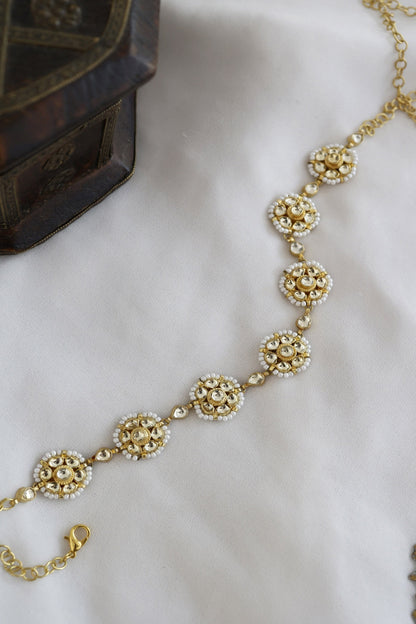 Floral Kundan Embellished Mathapatti 