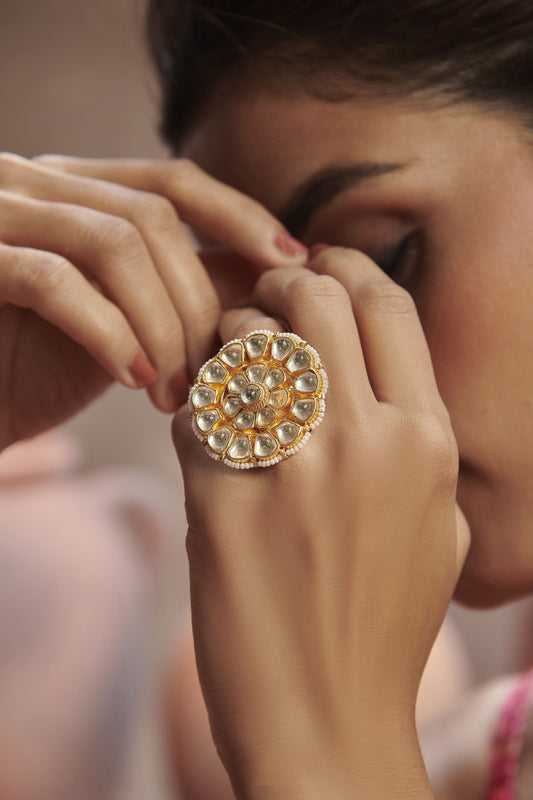 Floral Kundan Ring 