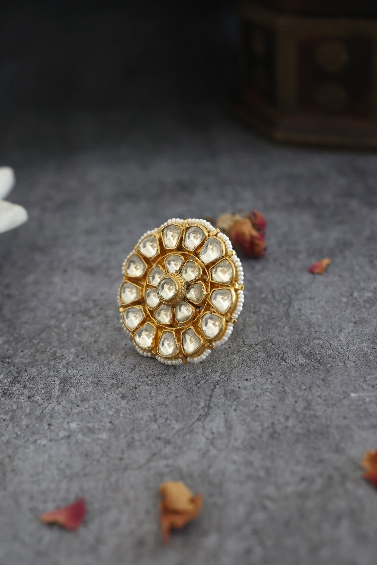 Floral Kundan Ring 