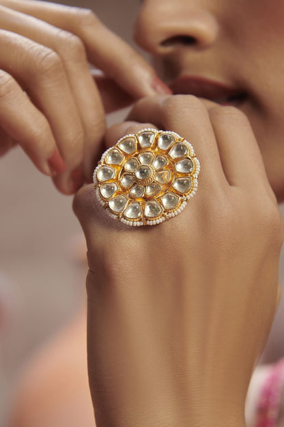Floral Kundan Ring 