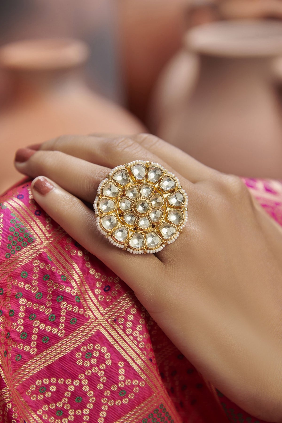Floral Kundan Ring 