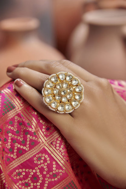 Floral Kundan Ring 