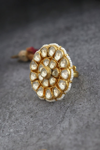 Floral Kundan Ring 