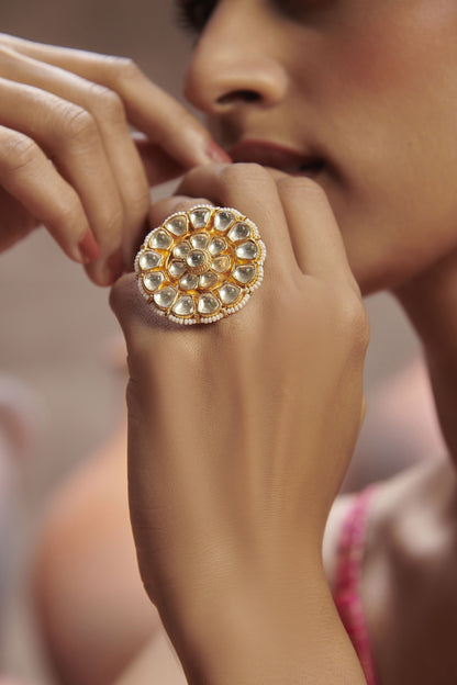 Floral Kundan Ring 