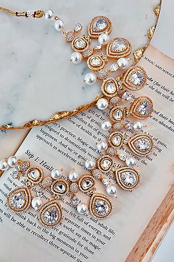 Gold Plated Zircon Choker Necklace