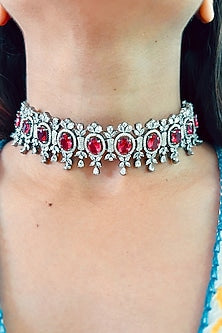 White Finish Zircon Choker Necklace
