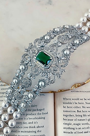 White Finish Zircon Choker Necklace