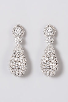 Silver Finish Zircon Dangler Earrings