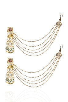Gold Plated Green Onyx & Pearl Necklace Set