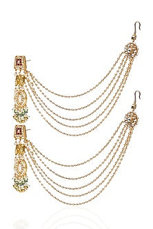 Gold Plated Green Onyx & Pearl Necklace Set