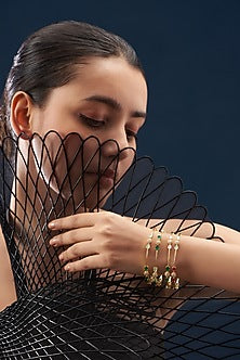 Gold Rhodium Finish Zircon Bangles (Set of 4)
