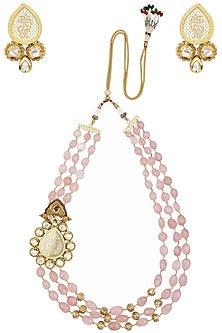 Gold Plated Zircons and Crystal Broach Necklace Set