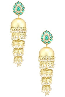 Matte Finish Turquoise Stone Jhumki Earrings